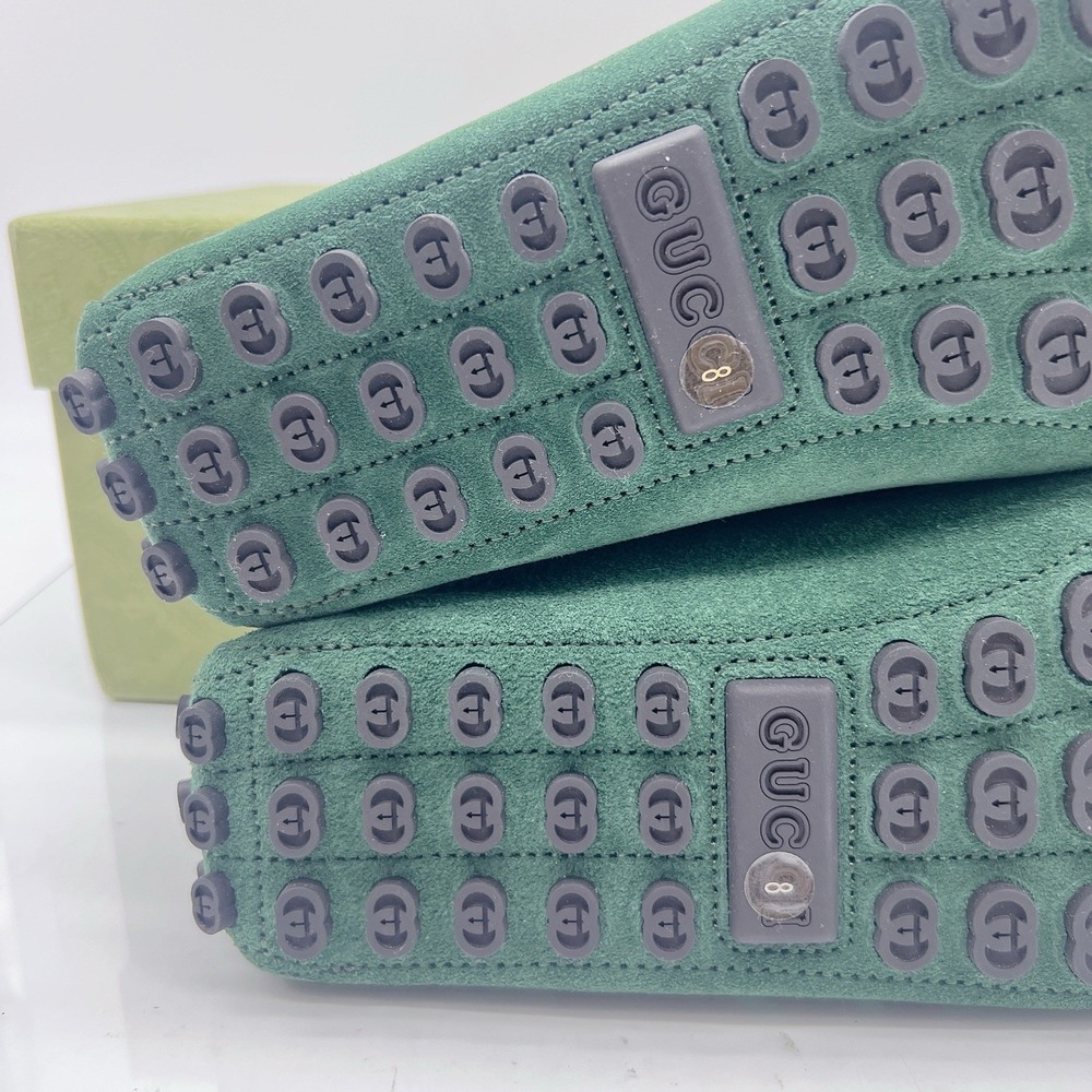 Gucci Men's Driver Loafers Moccasin GG Horsebit Vintage Green Suede UK 8 US 8.5 - Picture 12 of 15